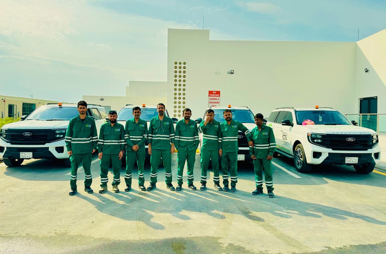 Barari operations team and Olfa vehicles at the animal welfare facility in Saudi Arabia